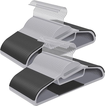 Pak van 50 plastic kledinghangers, extra stevig, S-vormige opening, antislip, 0,5 cm dik, ruimtebesparend, 360° draaibare haak, 41,5 cm breed