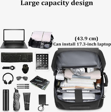 Waterdichte Reistas voor Mannen 17 Inch - Business Laptop Rugzak met Gescheiden Schoenentas, USB Oplaadpoort, 50L Outdoor Rugzak voor Wandelen, Zakenreizen en Trektochten, Grote Rugzak met Laptopvak en Waterdichte Bescherming