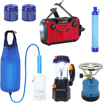 Noodpakket MAX - overlevingspakket - noodpakket - survivalset - noodpakket voor thuis - 5 delige set - noodradio - waterfilter - survival noodlamp - survival kookpit - waterfilterzak - powerbank