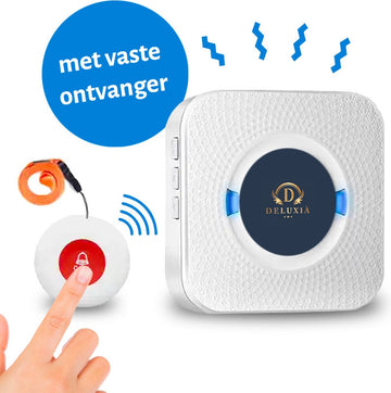 Alarmknop - SOS knop voor Senioren - Vaste Ontvanger - Senioren Alarm - Personenalarmering - Paniekknop - Persoonlijke Alarmen - Alarmknop Voor Ouderen en Hulpbehoevenden - Noodknop - Noodoproepknop