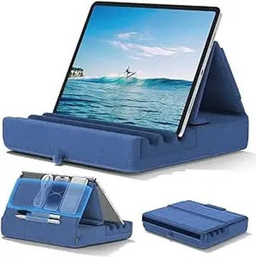 Opvouwbare Tablet Kussenhouder – Geschikt voor iPad en Tablets – Zacht en Stevig met Pocket en Stylus Houder – Ideaal voor Gebruik op Schoot, in Bed en op Bureau