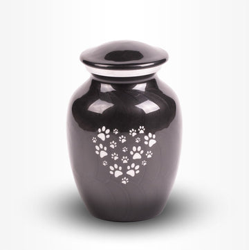 Dieren Urn Hond Kat Middel 750 ml Zwart Wit Pootjes Hart