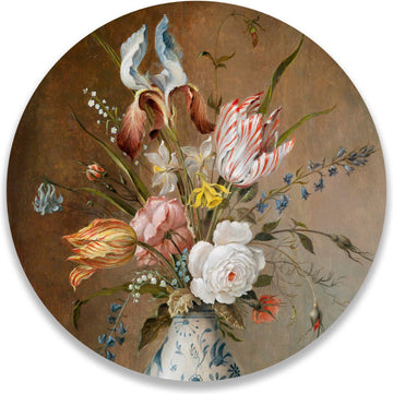 Wandcirkel Stilleven Met Bloemen Balthasar van der Ast | ⌀ 80 cm | Wanddecoratie | Muurcirkel Binnen | Forex | Ronde Schilderijen