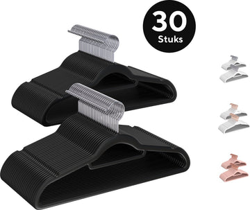 Life's Green® Velvet Hanger - Fluwelen Kleerhangers - 30 Stuks - Kledinghangers - Anti-slip - Velvet - Zwart