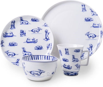 Heinen Delfts Blauw | Serviesset Teckel Nhaan, Set van 4 | 4 st.