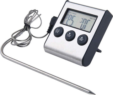 Vleesthermometer Timer Probe Food Thermometer voor het koken van vlees BBQ en grillen - water - melk - wijn - vloeistof temperatuur met sonde