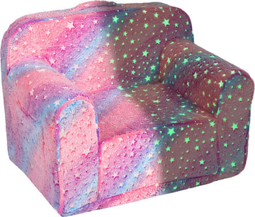 Kinder Zitzakstoel - 61x45x45cm Lichtgevende Kleuterstoel- Kinderbank - Afneembare & Uitwasbare hoes - Roze