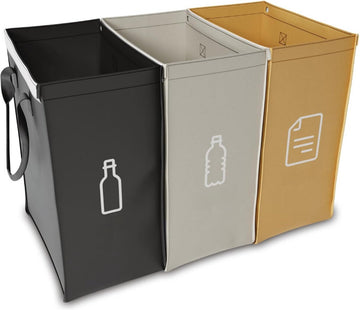 YOLO SHOP®-afvalbak afvalscheiding-met 3 compartimenten voor het recyclen van glas afval-oud papier-plastic leeggoed-Grote verzamelcontainers voor afvalopslag in de keuken