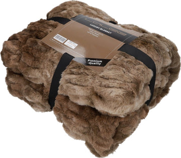 Lalee Luxury fluffy fleece Deken - Blanket plaid- Zachte deken - 150x200 - bruin