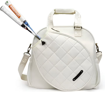 E-Shop4u - Tennistas - Tennistas - Tennis - Badminton - Sporttas - Sport - Racket - Rackets - Tas - Schoudertas - Heren - Dames - Zwart - Wit - 40x40x16cm - 800g - Polyester - Composietstof - Gratis Verzending - Retourneren - 30 Dagen