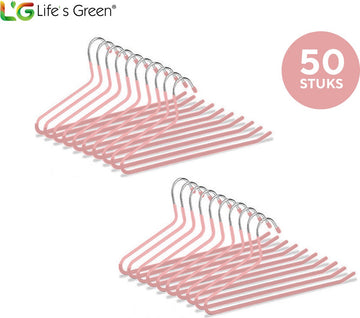 Life’s Green Broekhangers met antislip – Kledinghangers – Klerenhangers – Broek en Rok Houder - Set van 50 stuks - Roze