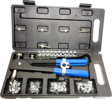 Blindklinkmoer en tang set 51 delig blindklink moeren M3 M4 M5 M6 M8 geribbeld staal in koffer