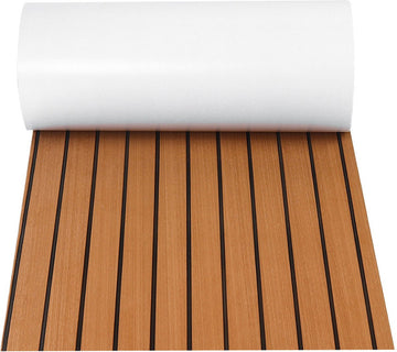 Decking Zelfklevende Bootmat - EVA Teak Foam Decking Mat - Teak Boten Vloerbedekking - Teakhouten Jachtvloeren - Teak Vloerbedekking Vloer - Wasbaar - 240 x 60 x 0.6 cm - Lichtbruin