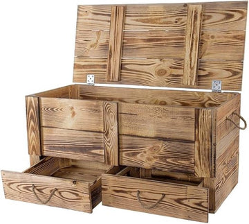 Dekenkist – Opbergkist Binnen – Zitbank Met Opbergsysteem – Houten Kist Met Deksel – Speelgoedkist Voor Kinderen – Voor Slaapkamer & Woonkamer – Met Lade's - Bruin