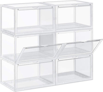 Schoendozen, set van 6 stapelbare schoen organizers - Transparant Plastic - 46, 36 x 28 x 22 cm