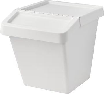 Opbergbox Met Deksel - Afvalbak - Papierbak - Stapelbak - Makkelijk Sorteren - Wit - 60 Liter - Kleding Opbergbox - 55x41x45 CM