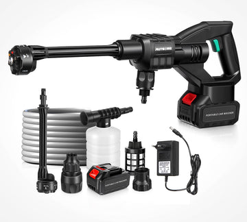 6-in-1 500W draagbare Hogedrukreiniger - 21V Max 100 Bar - Auto Wasmachine- met 1 accu 30000 mAh