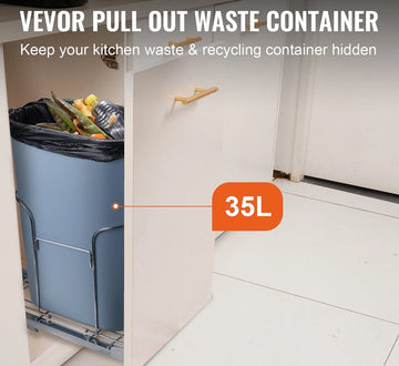 Mygroot - Uitschuifbare prullenbak - Onder gemonteerde keukenafvalbak met duwhandgreep - 16 kg laadvermogen - Zware vuilnisrecycling prullenbak voor keukenkast - Gootsteen onder aanrecht.
