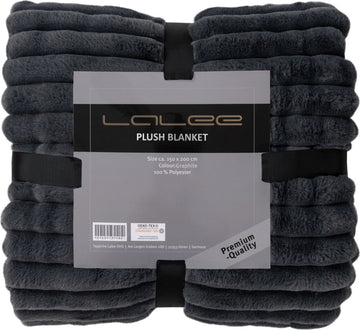 Lalee Plush Fleece deken plaid zacht gestreept 3d furr bont plaid 150x200cm Antraciet grijs