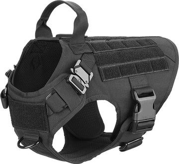 Hondenharnas - Tactical Honden Tuigje - Zwart - Anti-Trek Harnas - Extra Controle - XL