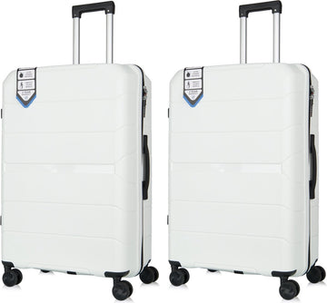 Traveller Set - 2xL Reiskoffers 28' - 93L - 75x49x30 cm - Lichtgewicht Harde Koffers - Wit - Met Ingebouwde TSA Slot - Perfect voor Lange Vakanties