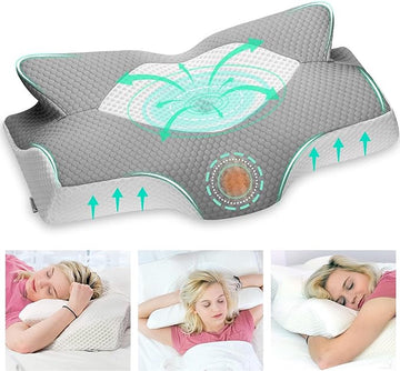 cervicaal orthopedisch kussen van traagschuim, uitneembaar ergonomisch nekkussen voor hals schouderpijn, neksteunkussen voor zijslaper (Grijs 53.8 x 33 x 11/9cm)