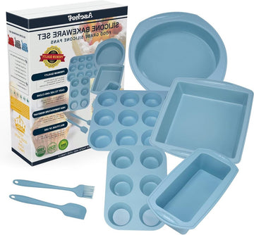 7-in-1 Siliconen Bakvormen Set - Non-stick Bakblikken - Cakevorm Broodbakvorm - Muffinvorm Taartvorm - Ronde Cakepan - Bakplaat Siliconen Cakeblikken - Bakken Cookie Pizza Brood Muffin tin