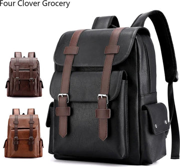 2024 Heren Rugzak Pu Lederen Bag pack Grote Laptop Rugzakken Luxe Zwarte Schooltas Voor School Kantoor Reis
