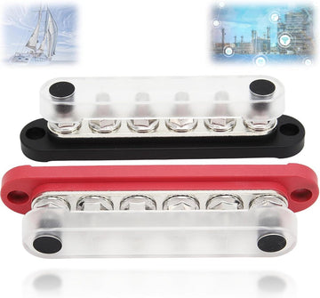 M8 Terminal Stud Power Distribution Block Busbar 12V-48V 2st 6 X 5/16in-Round Corner Base 150A Auto Voertuig