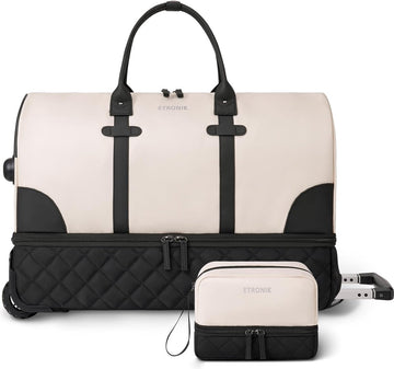 reistas met wielen, reistas, 21 inch reistas dames met make-up tas, 21x14x9 inch vlucht goedgekeurde weekender met wielen
