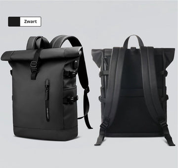 Avoir Avoir® Rolltop Rugzak - Dames en Heren - Waterdicht - Laptoptas 15,6 Inch - 40 Liter Rugtas - Verstelbare Reistas - Backpack Rugzak Zwart