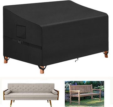 Tuinbankhoes, 3-zits en buitentuinbankhoes, beschermhoes voor tuinmeubelen, 420D Oxford stoffen hoes voor tuinbank, waterdicht, winddicht, UV-bestendig, 163 x 66 x 63/89 cm