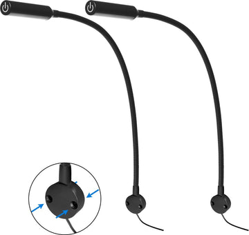 Bed Leeslampjes met Dimfunctie - Set van 2 - Mat Zwart - met Universele Bevestiging - Bedlampen