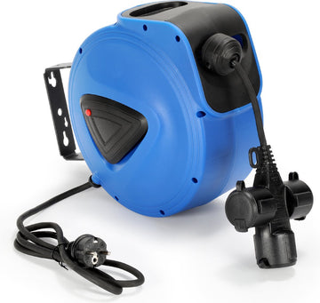 Automatische kabelhaspel 20m kabelhaspel 180 °zwenkbaar met muurbeugel kabeltrommel haspel automatisch oprollen en afrollen van de kabel stroomkabel -3 Gaten