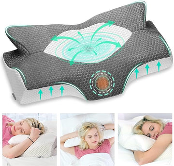 cervicaal orthopedisch kussen van traagschuim, uitneembaar ergonomisch nekkussen voor hals schouderpijn, neksteunkussen voor zijslaper (Donkergrijs 53.8 x 33 x 11/9cm)