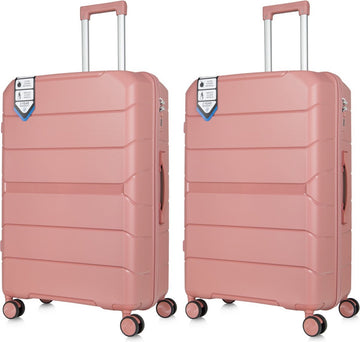 Traveller Set - 2xL Reiskoffers 28' - 93L - Lichtgewicht Harde Koffers - Roze - Met Ingebouwde TSA Slot - Perfect voor Lange Vakanties