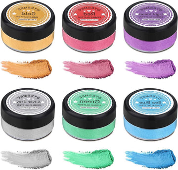 Eetbare Glitter Set 6 Kleuren - Drankjes Glitter Poeder Cocktail Taartdecoratie - Koekjes Aardbeien Chocolade - 100% Food Grade Hagelslag Glitterpoeder (4g fles) strooibus hagelslag