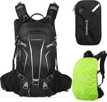Fietsrugzak, 20 l, outdoor rugzak, multifunctionele wandelrugzak, ski rugzak voor fietsen, Paardrijden, bergbeklimmen, met regenkap en helm