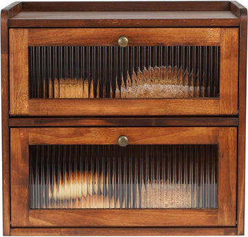 Bread Opbergdoos van Massief Hout met Magnetische Acryl Deur en Ventilatiegaten
