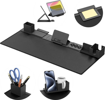 Bureaupad en Organizer Set, 6 in 1 Muismat met Magnetische Bureau-opslag Accessoires DIY Organisatie voor Mobiele Telefoon en Tablet Stand/Crusher Houder/Kaarthouder/Penhouder voor Kantoor
