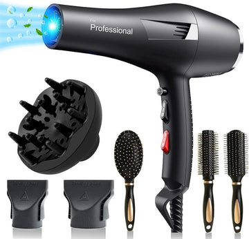 Professionele Föhn met AC Motor - Incl. 3 Haarborstel & 2 Mondstukken - Haardroger met Diffuser - Sneldrogend - 2400W