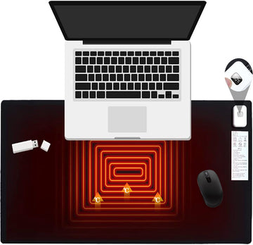 Geweo Verwarmde Bureau Onderlegger - Verwarmde Muismat - Waterdicht - Aanraakregeling - 7 Warmtinstellingenfunctie - 4 uur Automatische afsluiting - Zwart