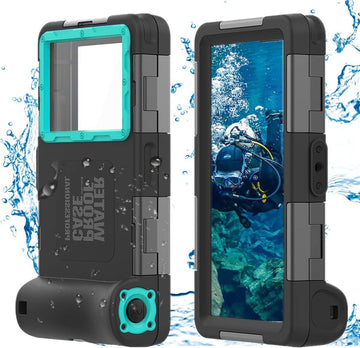 Waterdichte Telefoonhoes Universele Smartphone Duiken Cover - Zwemmen Snorkelen Onderwater - iPhone 14 Pro Max 13 11 Samsung S23 Ultra S22 S9 Huawei Google OnePlus Xiaomi Motorola - Zwart/ Blauw