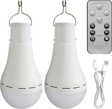 Oplaadbare USB-gloeilamp, 2 stuks, 12 W, USB, oplaadbaar, met afstandsbediening, draadloze afstandsbediening, lamp voor lamp, niet bekabeld, voor binnen, camping