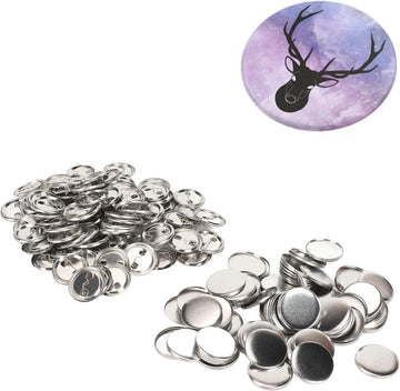 Pin Back Button Onderdelen Set - Stevig Metaal Kunststof Roestvrij - Button Making Benodigdheden - Button Maker Machine - Ronde DIY Pin Maker - Plastic Bodems en Transparante - 44MM