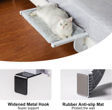 Kattenraamzitshangmat groot voor binnenkatten - 55 x 35 cm verstelbaar kattenraambed ligstoel met tweezijdig kussen, stevig kattenbed tot 18 kg, grijs