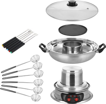 Equivera Hot Pot - Fondueset - Elektrische Fonduepan - Oosterse Fondue - Grill - Meerdere Personen