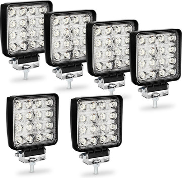 6x Led werklamp 48 Watt - Worklight - werkverlichting - veel licht - auto - bus - achteruitrijverlichting - extra led koplamp voor offroad 12 V 24 V koplamp IP67-waterdicht, achteruitrijlicht voor tractor, auto graafmachine, SUV, UTV, ATV