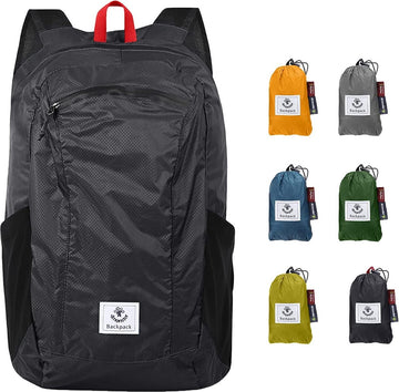 Opvouwbare rugzak, ultralichte unisex dagrugzak, waterdichte outdoor wandelrugzak voor kamperen, wandelen, reizen, sporten, klimmen, fietsen, zwart.