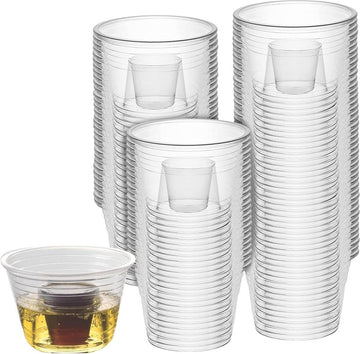 Bomb Shotglas Kunststof Borrelglazen Inzet 100 stuks - Transparante Wegwerp Borrelglazen 100 ml - Herbruikbare Dubbellaagse Beker